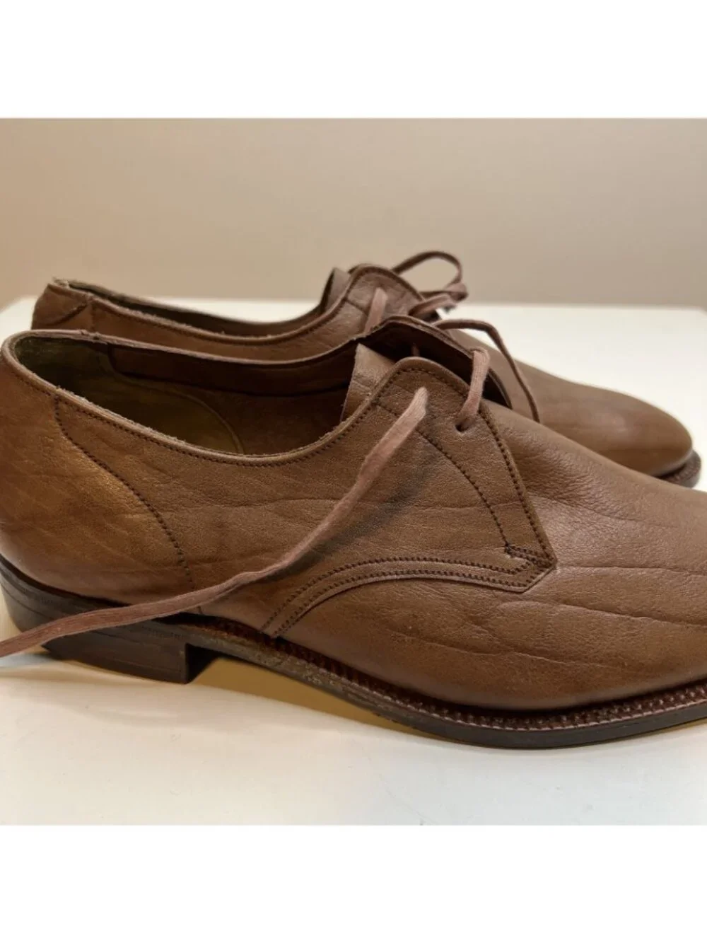 Grenson Footmaster Derby Shoes Mens UK 5 US 6 Wide Brown Mustang Grain England